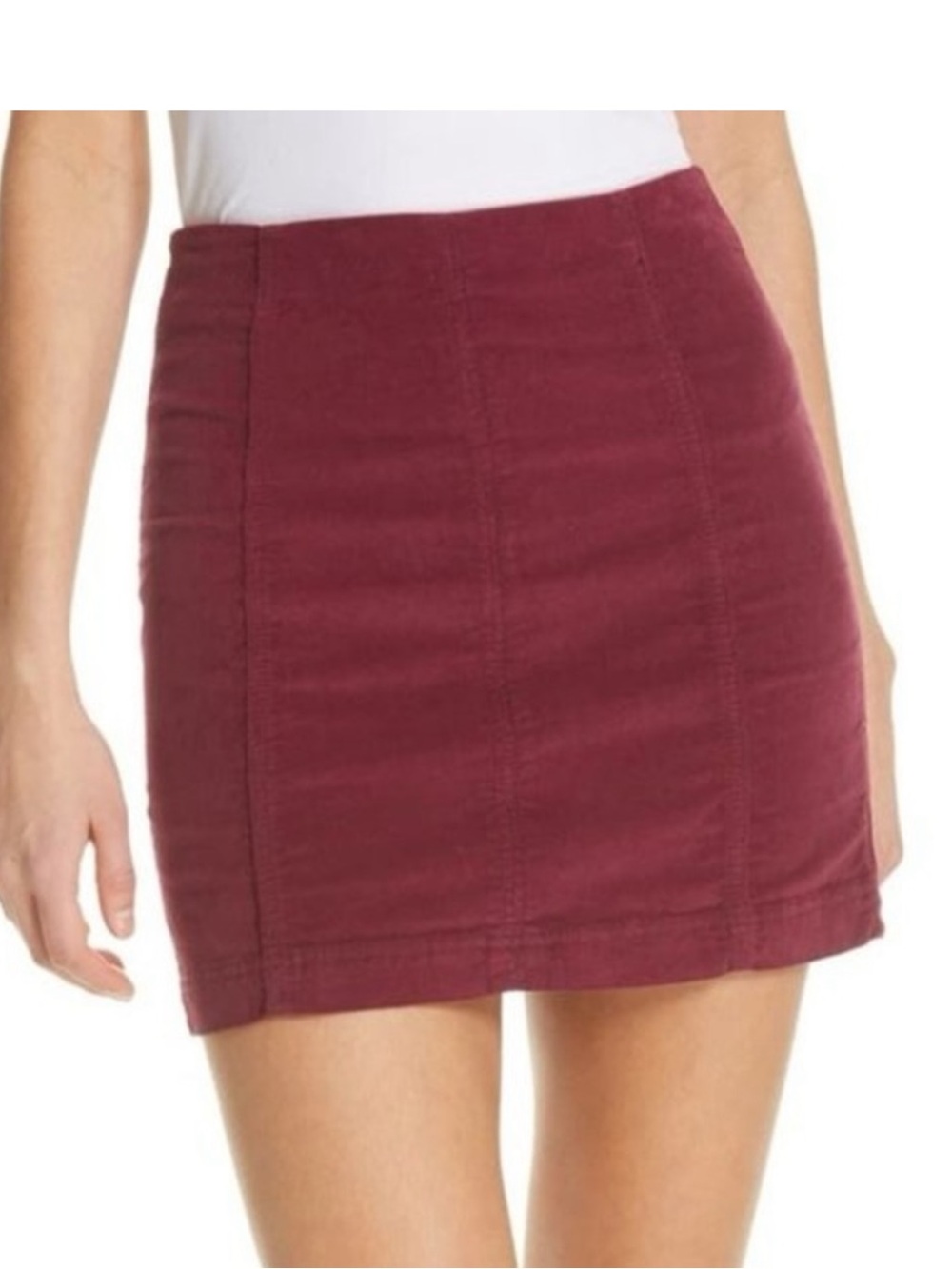 Free People Maroon Corduroy Mini Skirt